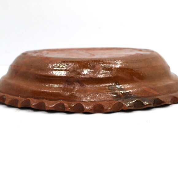 VTG Patamban Hand Painted Dolphin MX Folk Art Green/Brown Glazed Pottery Platter - Picture 10 of 10